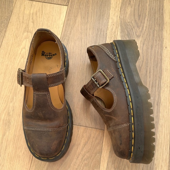 Dr. Martens Distressed Brown Platform Mary Janes - Picture 2 of 5